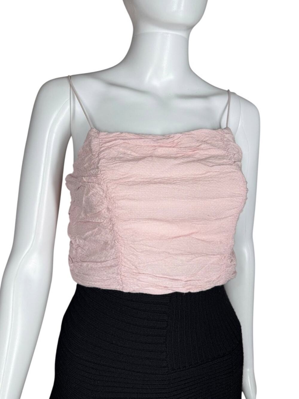 PacSun Lottie Moss Pastel Pink Crop Top Textured Ruched Medium